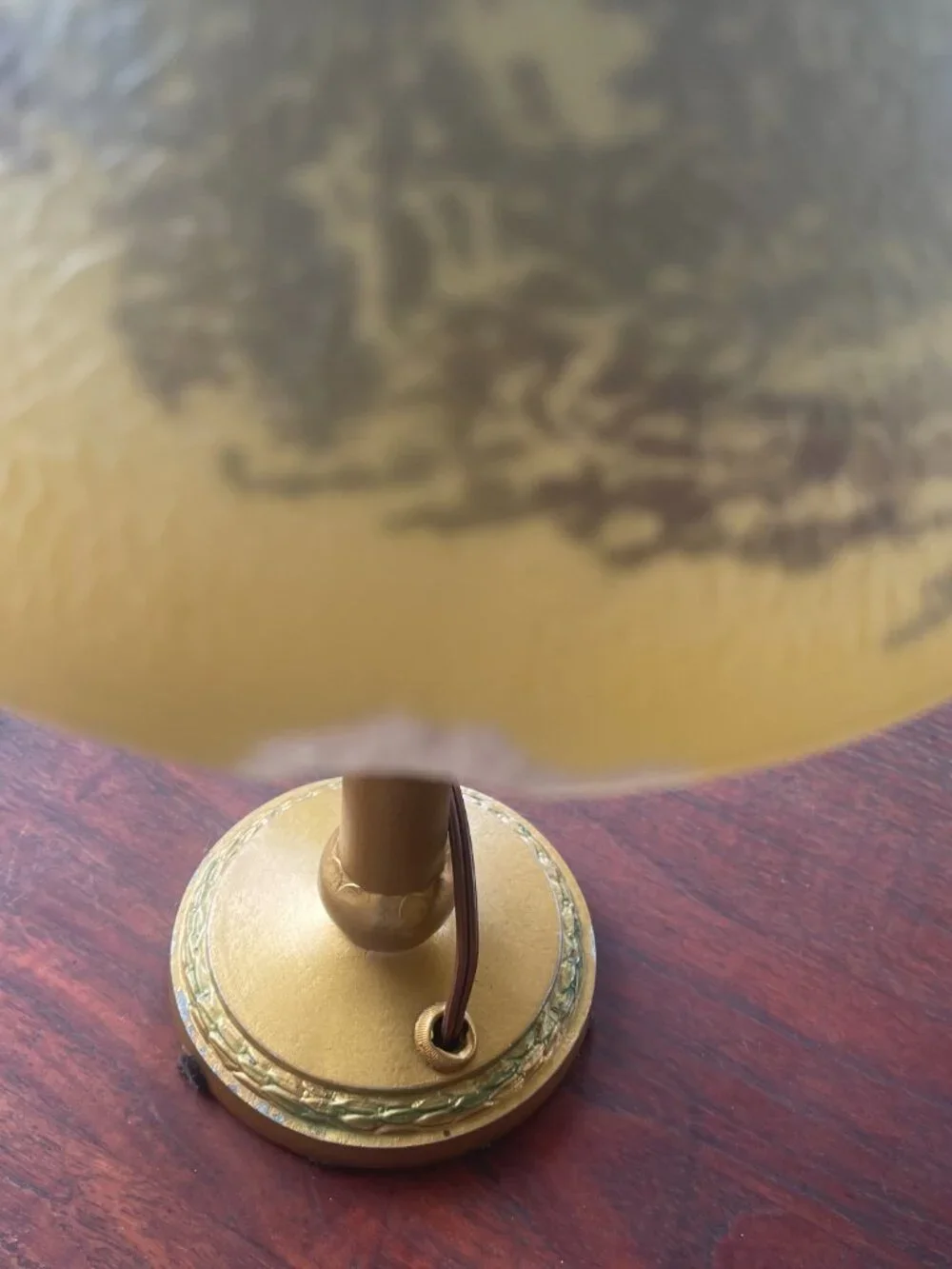 Art Deco Reverse Painted Shade Original Gold Leaf Base Boudoir Lamp - As Is